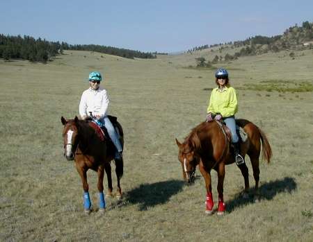 Riding in a mountain meadow