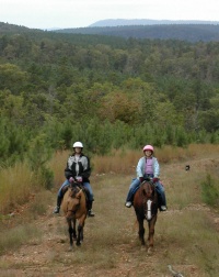 family on horses in Southeast Oklahoma